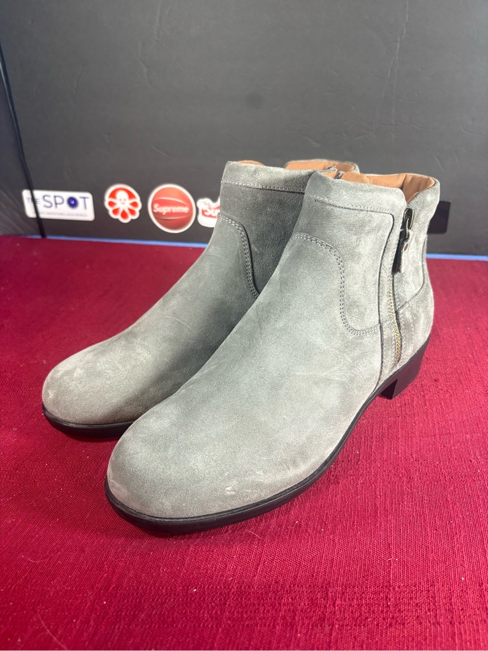 Cobb Hill Suede Ankle Boots in Light Gray - Stylish Zip Closure New No Box